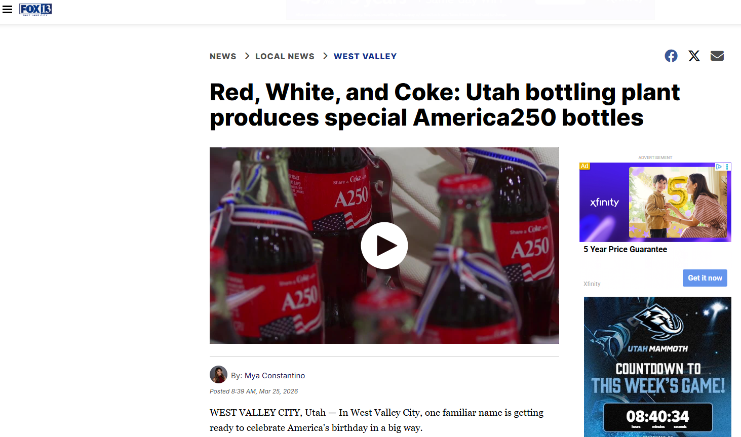 Swire Coca-Cola Fox 13 News article