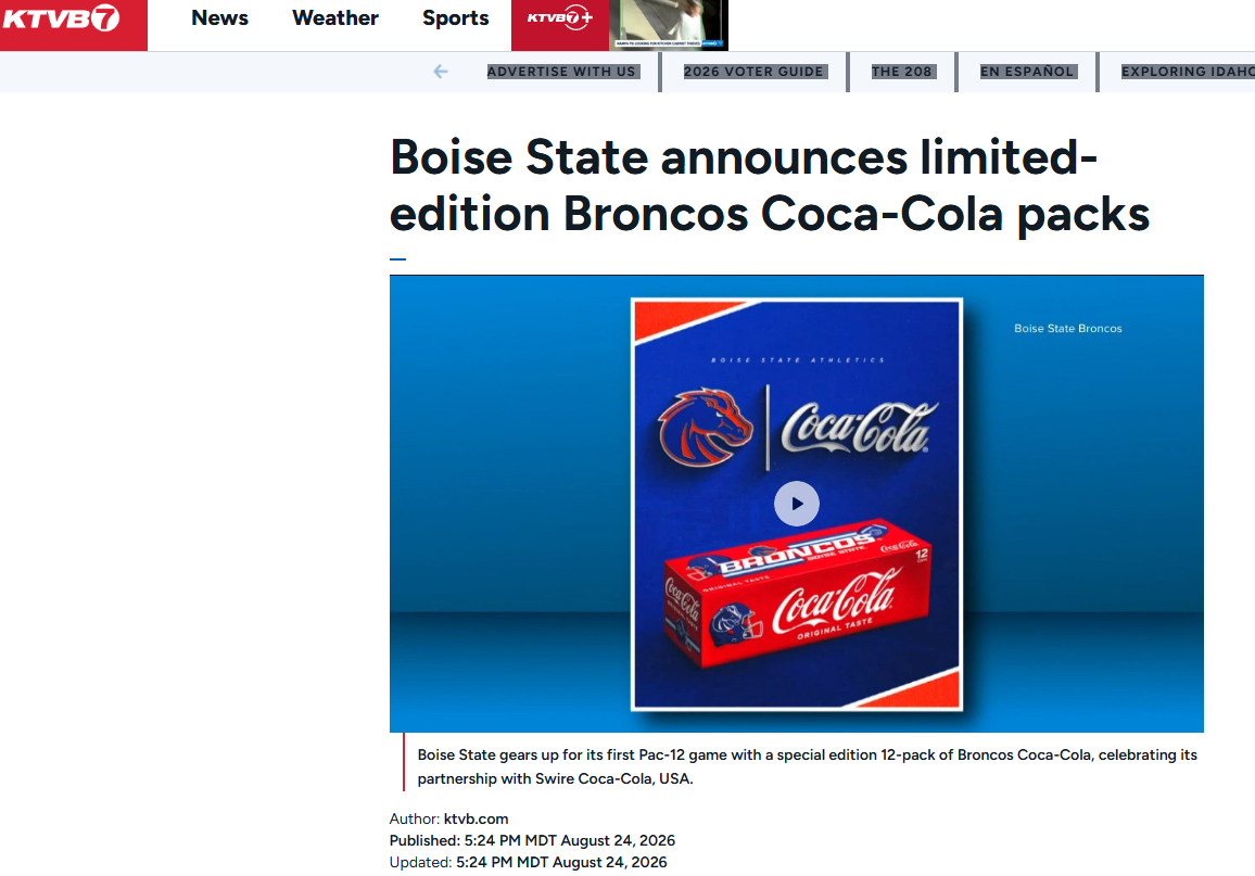 Swire Coca-Cola Boise State limited edition packs